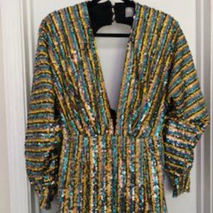 Beautiful Plunge Multi Color Sequins Dress (ASOS)